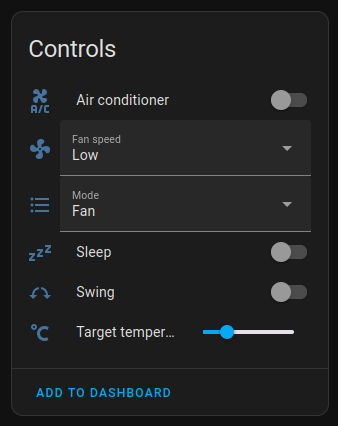 Home Assistant device controls